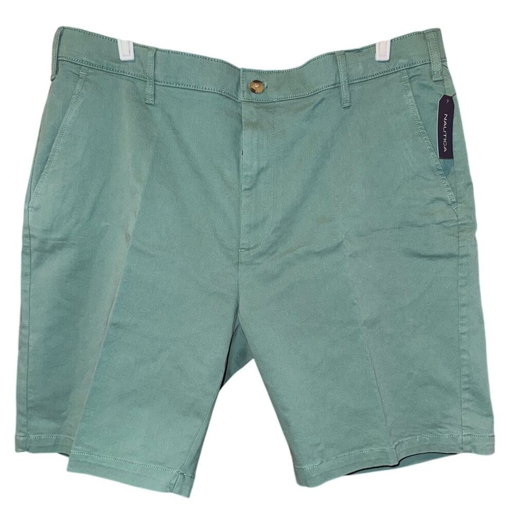 Mens Shorts 40w x 10" Nautica Deck Shorts 97% Cotton Stretch Baypine Green NWT